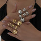 Trendy Exquisite Irregular Geometric Rings Set Women Creative Simple Metal Opening Finger Ring Aesthetics Jewelry Gift