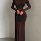 Long Sleeve Pleated Maxi Dress Elegant Woman Clothing Evening Wear Party Dresses Fall Winter
