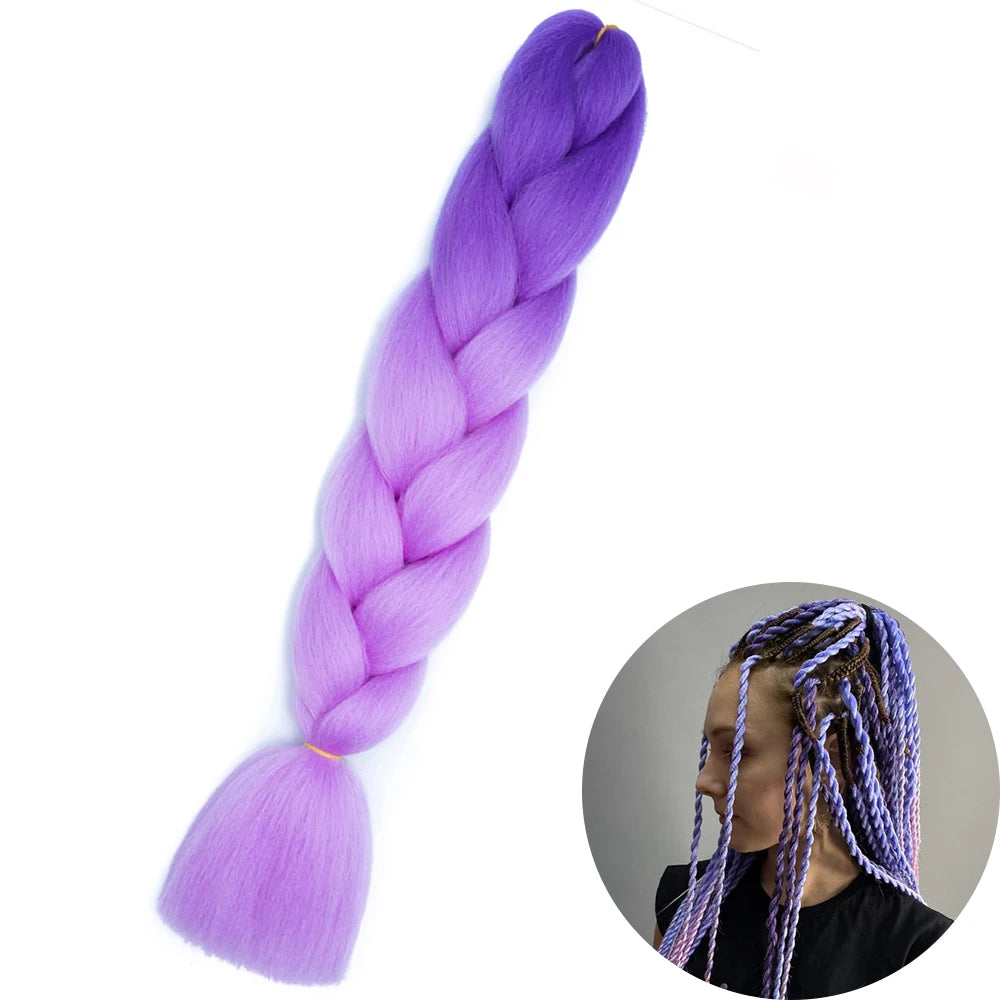 Synthetic Jumbo Braiding Hair Extension 24 Inch Heat Resistant Fiber In Bulk Ombre Jumbo Braids Hair For Black Women