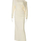 One Shoulder Backless Sexy Maxi Dress Women Autumn Fashion Long Sleeve Ruched Bodycon Club Long Dresses Elegant dress