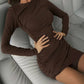Asymmetrical Draped Long Sleeve Mini Dresses for Women Clothing Sexy Solid Color Bodycon Dress