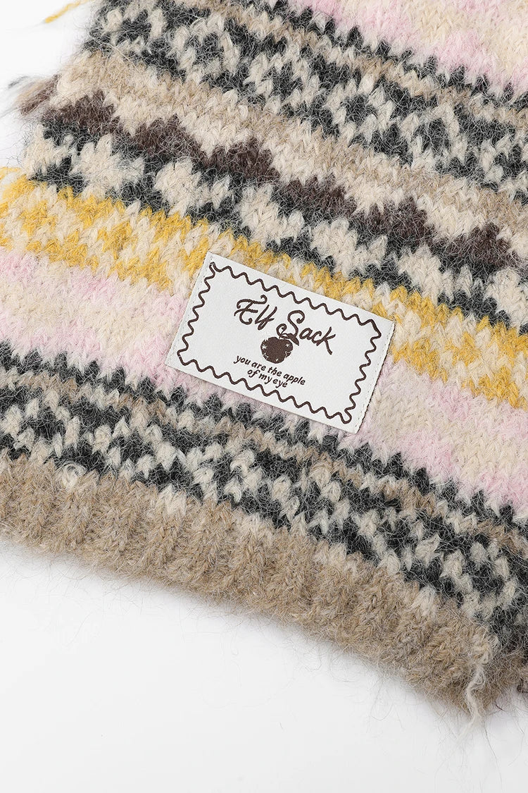 2025 Winter New Arrivals Y2K Bohemian Stripe Panel Neck Warmer Accessory For Woman