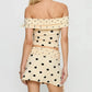 Elegant Women’s Two Piece Summer Outfits Fashion Polka Dots Print Off Shoulder Crop Tops and Mini Skirt Set Clubwear