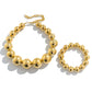 2Pcs Goth Creative Big CCB Beads Chain Necklace Bracelet for Women Vintage Adjustable Choker Grunge Jewelry Set Steampunk Men