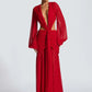 Leopard Print Long Sleeve Sexy Maxi Dress Women Fashion Hollow Out Backless Draped Ruched Bodycon Club Party Long Dress