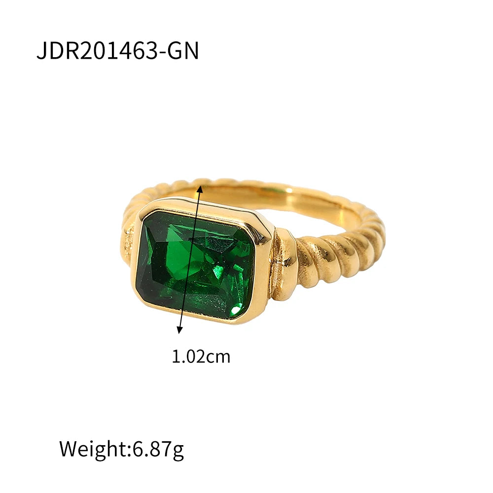 18K Gold Plated Stainless Steel Geometric Fashion Ring Waterproof Anti Allergic colorfast Fashion Jewelry Unisex 2024