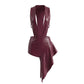Wild Deep V-Neck Leather Dress Women Trend Bandages Patchwork Irregular Hem Sleeveless Fashion Party Club Bodycon