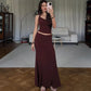 2 Piece Sets for Woman Burgundy Halter Top and Long Skirts Matching Sets Sexy Birthday Outfits