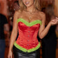 Christmas Corset Bustier Women Plush Fur Trim Strapless Tube Top Front Button Back Lace Tie Waist Cincher Party Outfit