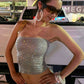 Sexy Sequin Applique Tank Top Women Fashion Classic Sleeveless Stretch Skinny Party Clubwear Hottie Street Chic Vest