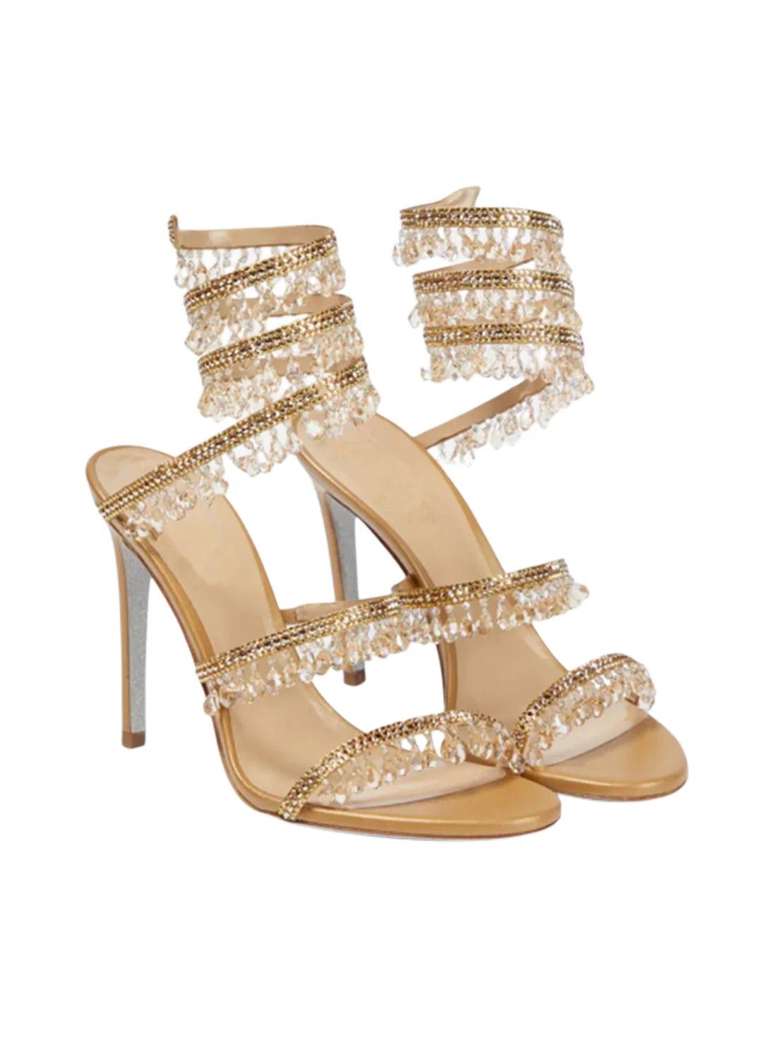 Women's New Water Diamond Sandals Fashion Tassel Crystal Shoes Sexy Banquet Party Twin Stiletto Women's Large Sandals