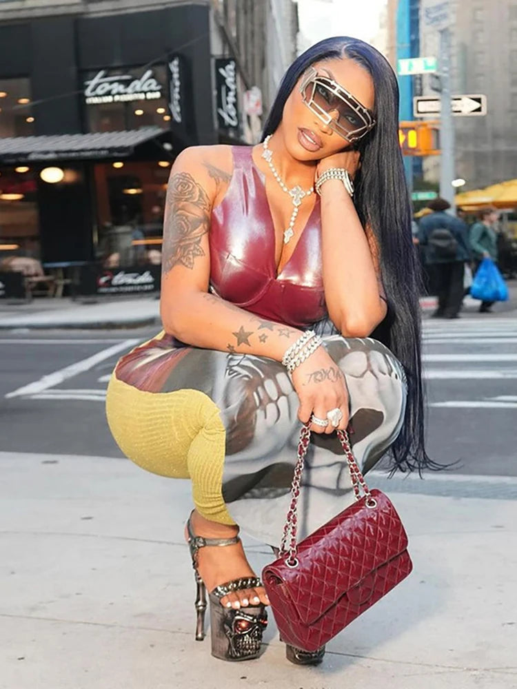 See Through Skirts Women 2025 Summer Trend Skulls Print Sexy  Skinny Stretch Wild Basic Clubwear Midnight Long Skirts