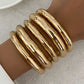2 Styles Trendy Simple Chunky Thick Bangles for Women Vintage Smooth Curved Alloy Bracelet Summer Charm Jewelry Gift