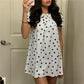 Cute Ruffle Collar Polka Dot/Striped Dress Women's Short Puff Sleeve Loose A-Line Casual Mini Sundress Summer Streetwear