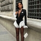 Deep V Neck Long Sleeve Shorts Jumpsuit Sexy Lace Patchwork One Piece Black Outfits Boutique Clothing Woman