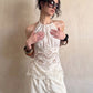 Sexy Hottie Backless Tank Top Women Trend Jacquard Patchwork Halter Sleeveless Ruched Stretch Chic Street Club Vest