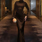 Autumn Long Sleeve Sexy Maxi Dress Women Fashion Hollow Out Turtleneck Ruched Bodycon Club Party Long Dresses Female