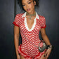 Ruffled Edge Knit Romper Women Sexy Single-Breasted Turn Down Collar Short Sleeve Fashion Trend Party Street Playsuit
