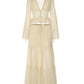 Elegant Sexy Two Piece Set Women V Neck Long Sleeve T-shirt Maxi Skirt Matching Set Female Loose Pleated Club Dress Set