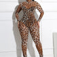 Leopard Print Jumpsuit Women Sexy See Through midnight full sleeve Hipster Fit Street Clubwear Party Workout Overalls