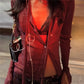 Women's Glitter Sheer Mesh Shirt Long Sleeve Choker Neck Button Down Cropped Blouse Y2K Party Clubwear See Through Top