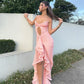 Frilly Mesh Sleeveless Maxi Dresses Evening Party Dress Women Elegant Luxury Sexy Birthday Outfit Summer 2024