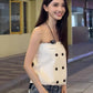 Chest Wrap Double-Breasted Tank Tops Women Square Decoration Classic Music Festival High Street Summer New Trend Outfit