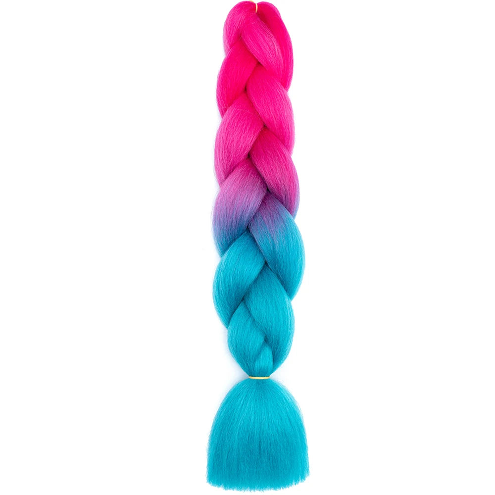24 Inch Jumbo Box Braids Extensions Synthetic Braiding Hair DIY Hair Braids For Children Pink Purple Yellow Gray