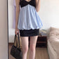 Patchwork Dress Women Halter Sleeveless Backless Folds Sweet Style Summer New Trend Street Commute Daily Mini Bodycon