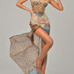 Leopard Print Lace Split Sexy Maxi Dress Women Gown Elegant Patchwork Chiffon Sleeveless Backless Beach Evening Dress