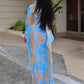 Tie-Dye Print Maxi Dress Women Autumn New Trend Bandage Halter o-Neck Flare Sleeve Street Fashion Elegant Vestidos