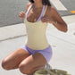 Casual 3 Piece Set Halter Tank Top Sports Bra and High-waist Shorts Summer Yoga Running Fitness Womens Outfits