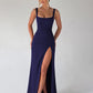 Square Collar Backless Sexy Maxi Dress Women Elegant Spaghetti Strap Sleeveless High Split Bodycon Club Party Dress
