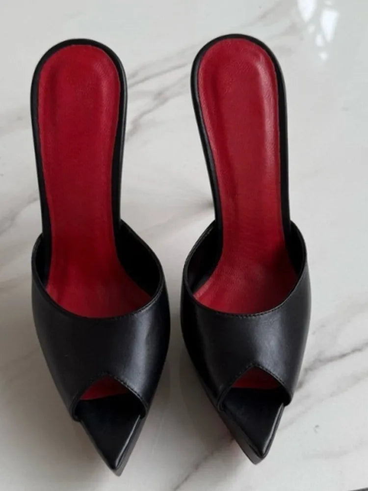 2026 Summer Women's Pointed Toe Open Toe Stiletto Cool Slippers Fashion Women's Wedding Dance Shoes