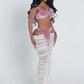 Coquette 2-Piece Set Women Velvet Cross Tank Tops+Patchwork Hollow High-Waist Skirts Matching Sexy Clubwear Outfits