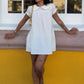 Women's Summer Doll Collar Blouse Short Sleeve A-Line Swing Shirts Solid Color Loose Ruffle Summer Casual Tops