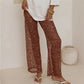 Sequin Mesh Wide Leg Pants Women High Waist See Through Sheer Elastic Waist Beachwear Trousers For Summer Vacation