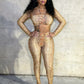 Hipster Snake Print 2-Piece Set Women Hollow Backless Chest Wrapped Crop Top+Leggings Sexy Stretch Clubwear Outfits