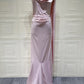Satin Backless Sexy Maxi Dress Women Elegant One Spaghetti Strap Sleeveless Ruched Waist Club Party Mermaid Long Dress