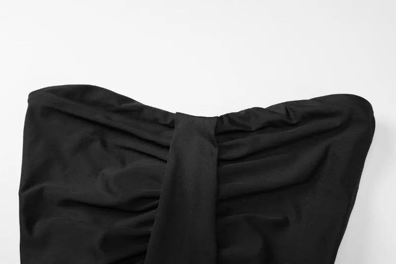 Elegant Strapless Ruched Wrap Maxi Dress Black Burgundy Evening Gown Party Dresses Woman Clothing
