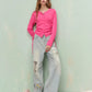 Fresh Girly Drawstring Waist Round Neck Fitted Knit Cardigan For Women