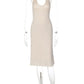 Women Halter Deep V Neck Midi Dress Sleeveless Backless Bodycon Ruffle Hem Long Dress Elegant Club Party Evening Dress