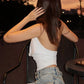 Swing Collar Tank Tops Women Backless Halter Folds Skinny Daily Simple Sexy Summer Wild Street Basic Stretch Vest