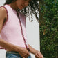 Contrast Color Knit Sweater Vest Women O Neck Single-btrasted Sleeveless Crop Tops Ladies Fashion Knitted Tops Vest