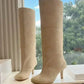 Autumn and Winter New 6cm Slim High Heels Knee High Women's Boots Round Toe Fashionable Women's Long Boots Knight Boots