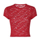 See Through Lace T Shirts Streetwear Sexy Crew Neck Short Sleeve Crop Tops for Women Summer Clothes 2025