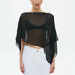Summer Holiday Beach Cover Ups Women Chiffon Cape Shawls Warps for Evening Wedding Sheer Mesh Flowy Capelets Top