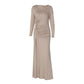 Long Sleeve Hollow Pleated Maxi Dress Elegant Evening Gown Dresses Woman Fall Winter Clothes