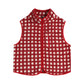 Womens Sherpa Fleece Vest Checkered Sleeveless Zip Up Warm Cardigan Polar Fleece Vest Jacket with Chest Pocket