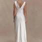 Elegant Satin Cowl Neck Sexy Maxi Dress Women Fashion Sleeveless Backless Bodycon Slip Club Party Long Dress Female